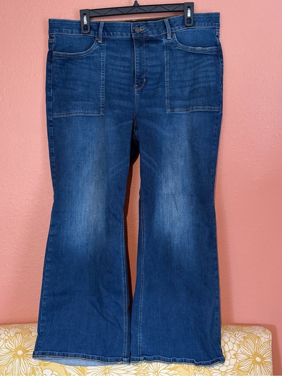Liz Claiborne Denim - Liz Claiborne Dark Blue Wide-Leg Jeans with Patch Pockets
